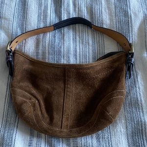 Small suede and leather Coach bag